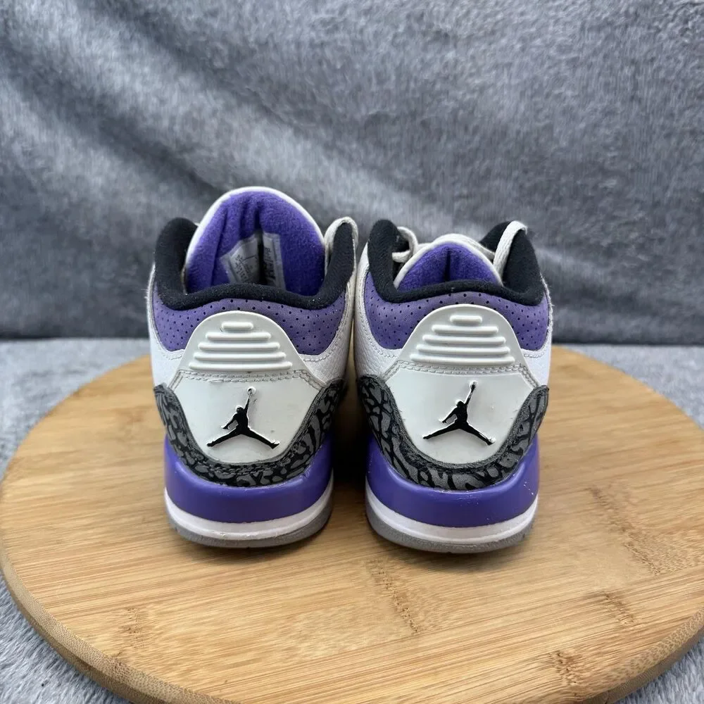 Nike Air Jordan 3 Retro Shoes Boys Size 1.5Y White Dark Iris Sneakers DM0966-105